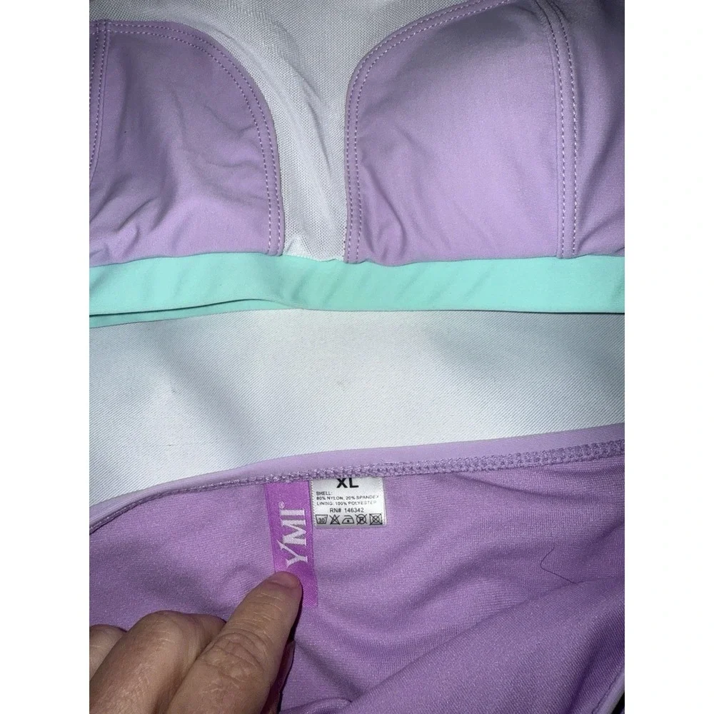 YMI 2 Pc Swimsuit Size XL Lavender And Teal Pastel  Bikini‎ Bathing suit